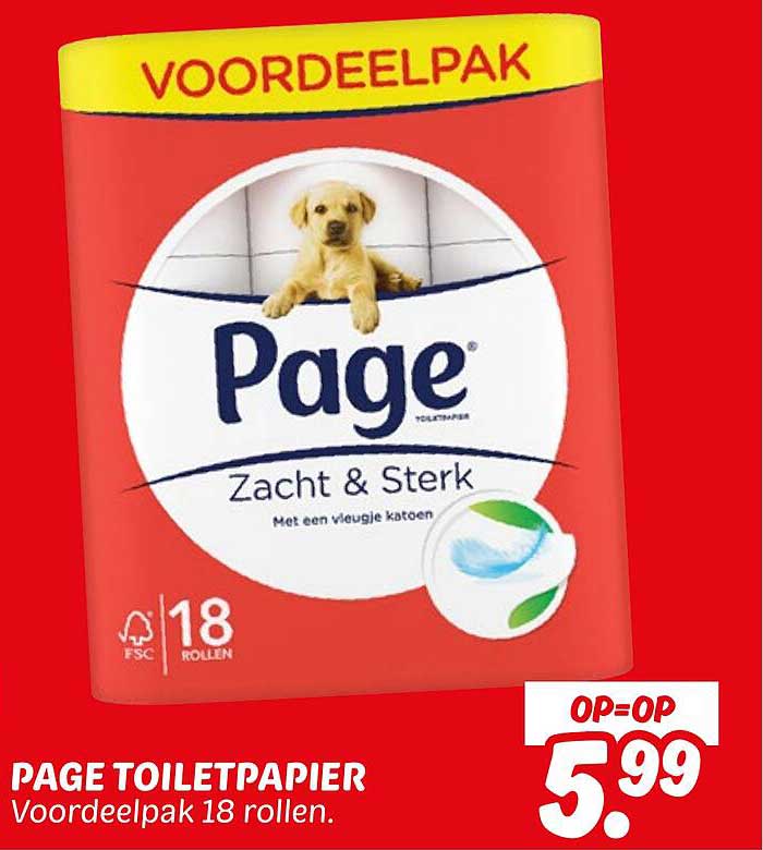 PAGE TOILETPAPIER Voordeelpak 18 rollen.