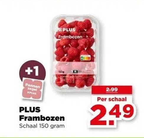 PLUS Frambozen Schaal 150 gram