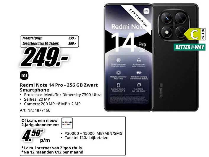 Redmi Note 14 Pro - 256 GB Zwart Smartphone