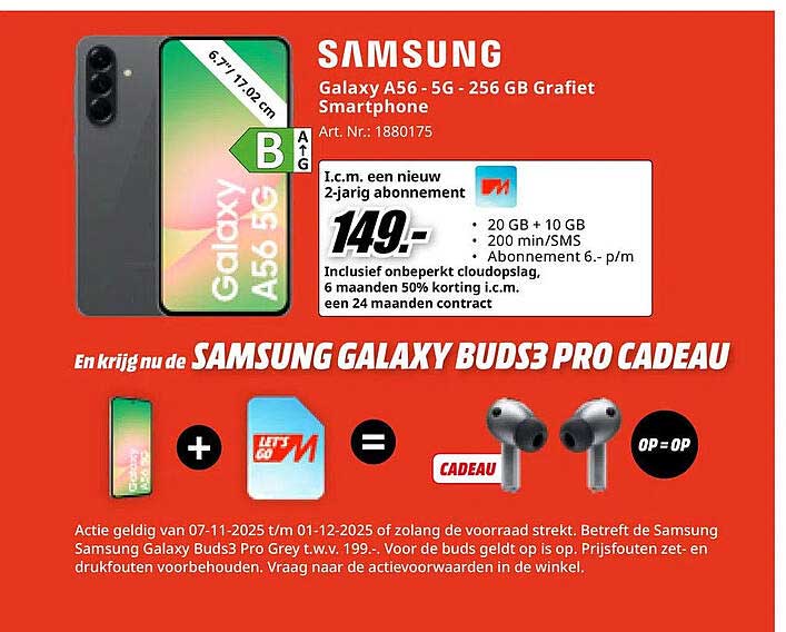 Samsung Galaxy A56 - 5G - 256 GB Grafiet Smartphone