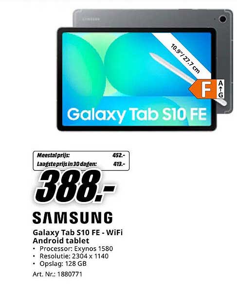 Samsung Galaxy Tab S10 FE - WiFi Android tablet