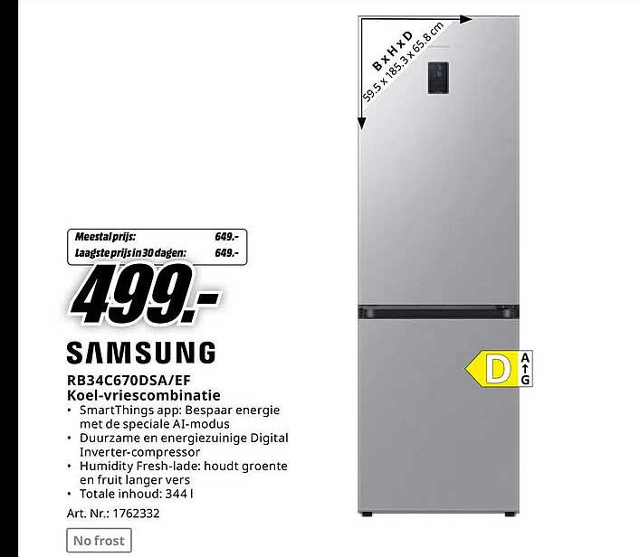 Samsung RB34C670DSA/EF Koel-vriescombinatie