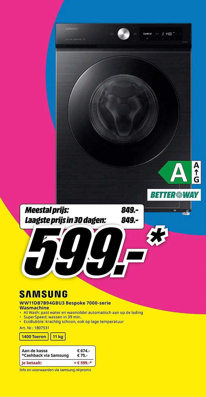 Samsung WW11DB794GBU3 Bespoke 7000-serie Wasmachine