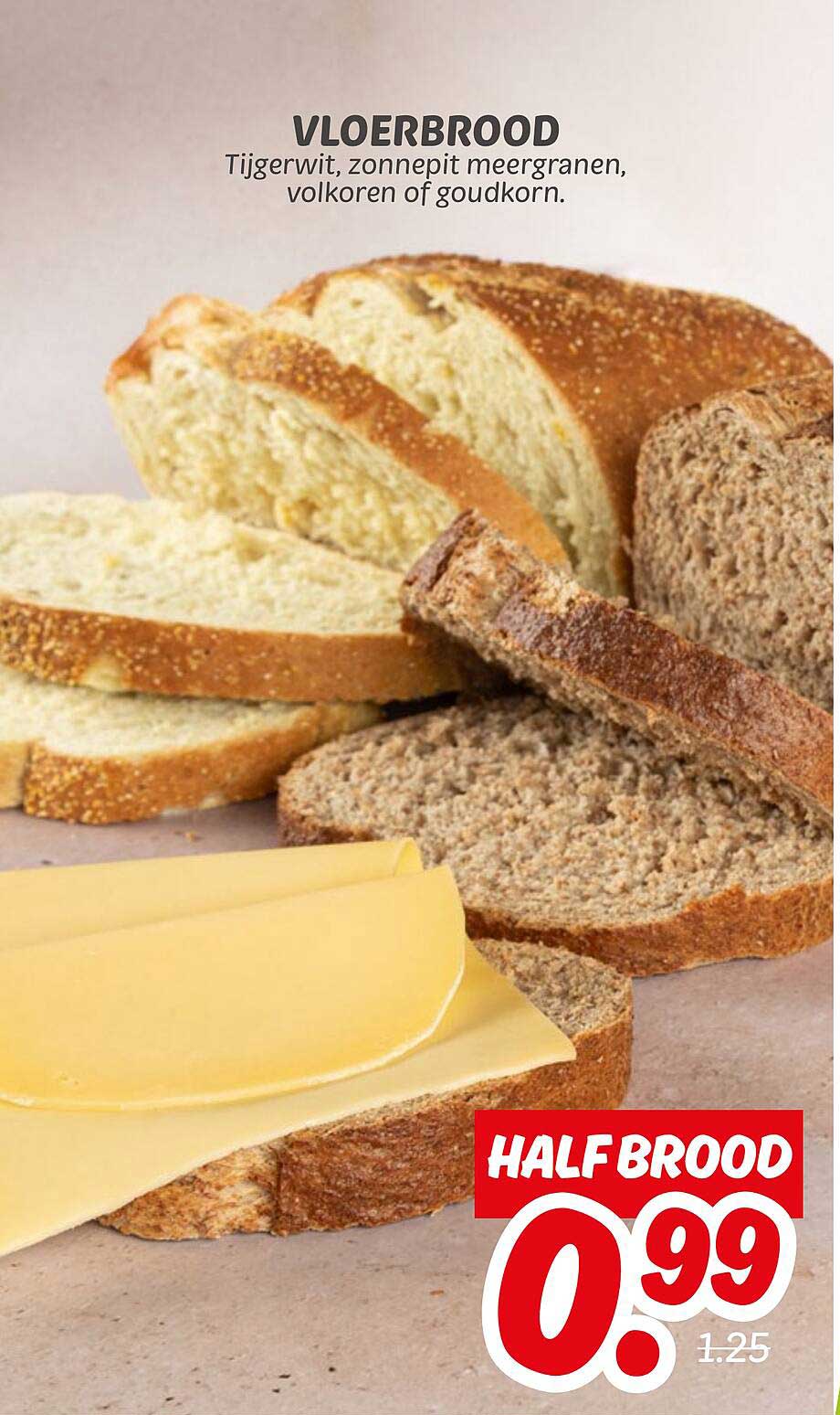 VLOERBROOD Tijgerwit, zonnebloempit meergranen, volkoren of goudkorn.