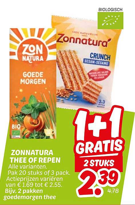 Zonnatura thee of repen 2 stuks 2.39