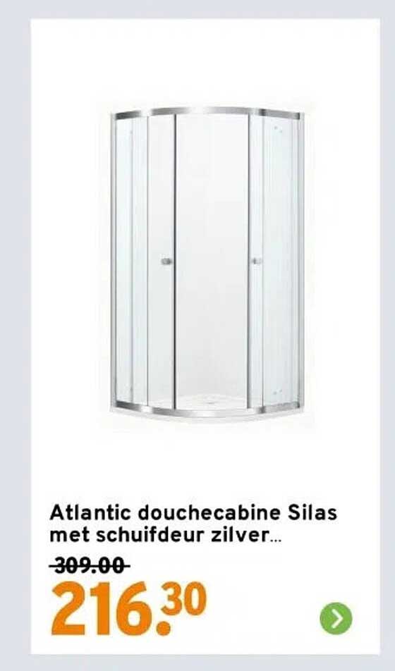 Atlantic douchecabine Silas met schuifdeur zilver