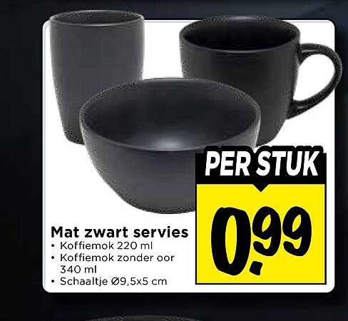 Mat Zwart Servies Aanbieding bij Vomar