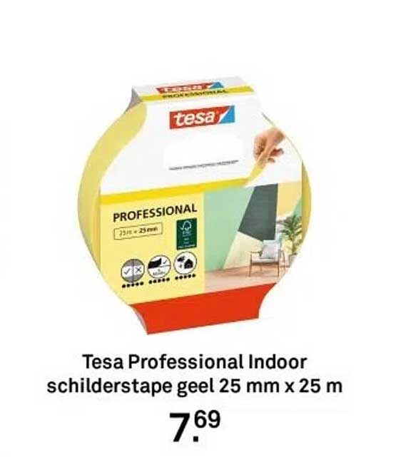 Tesa 4434 Schilderstape Papier Voor Zandstralen 0.67mm 500mm X 10 Meter Geel Tesa 4434 Schilderstape Papier Voor Zandstralen 0.67mm 500mm X 10 Meter Geel
