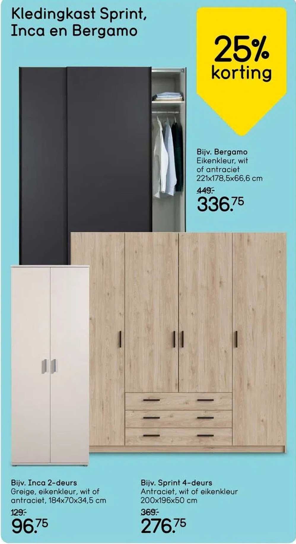 Kledingkast Sprint Inca En Bergamo Aanbieding Bij Leen Bakker kledingkast-sprint-inca-en-bergamo-aanbieding-bij-leen-bakker