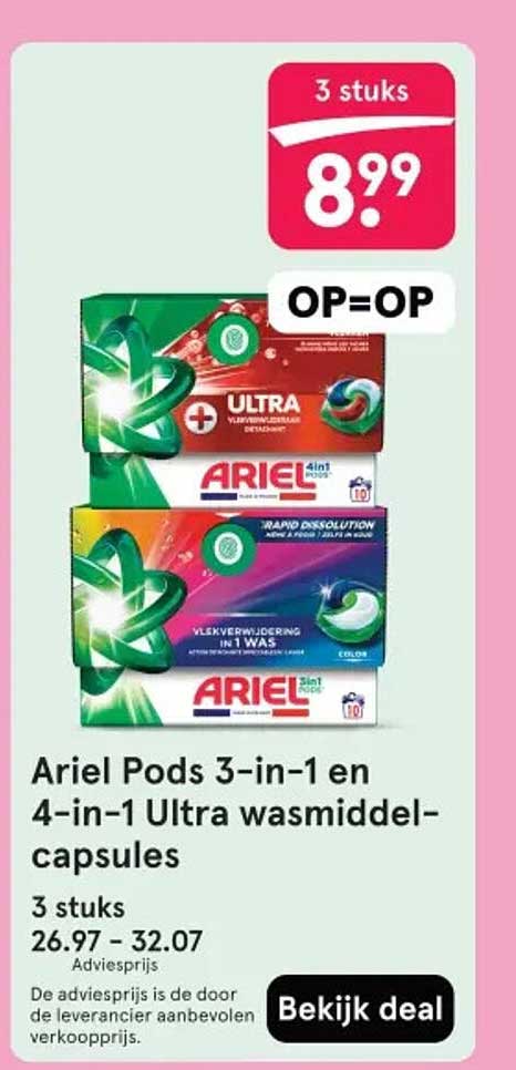 Ariel Pods 3-in-1 en 4-in-1 Ultra wasmiddel-capsules