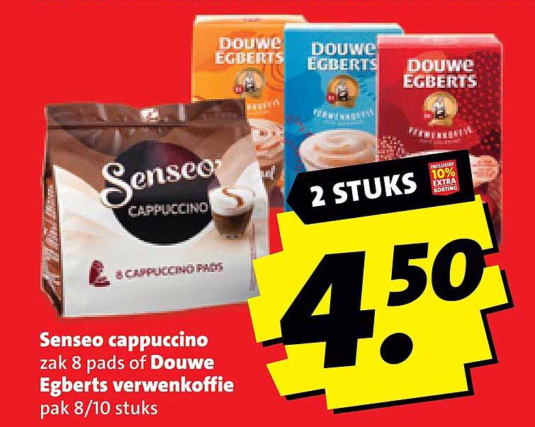 Senseo cappuccino zak 8 pads of Douwe Egberts verwenkoffie pak 8/10 stuks