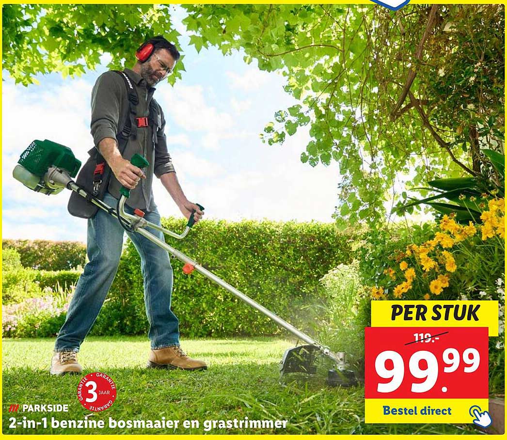 2-in-1 benzine bosmaaier en grastrimmer