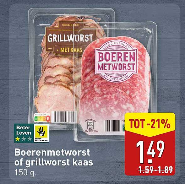 Boerenmetworst of grillworst kaas