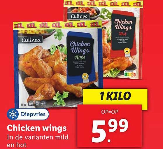 Chicken wings in de varianten mild en hot