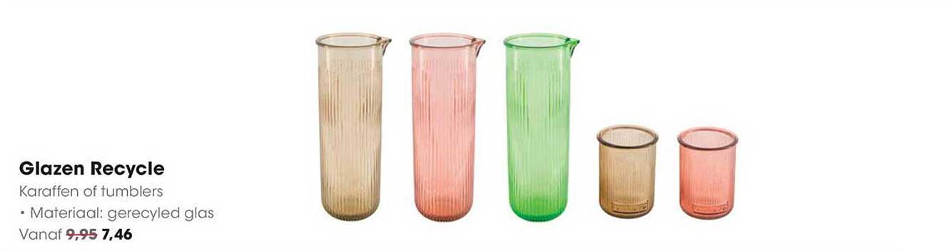 Glazen Recycle Karaf of tumblers