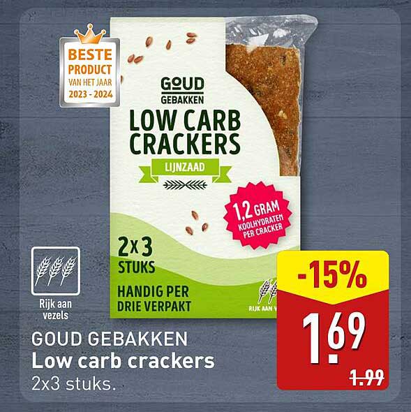 GOUD GEBAKKEN Low carb crackers 2x3 stuks.