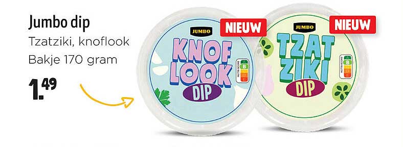 Jumbo dip Tzatziki, knoflook Bakje 170 gram