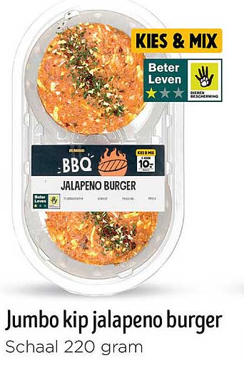 Jumbo kip jalapeno burger