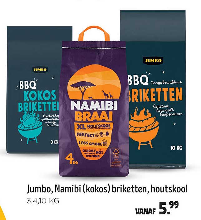 Jumbo, Namibi (kokos) briketten, houtskool