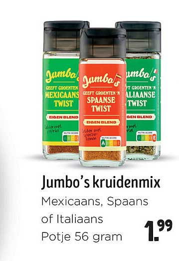 Jumbo's kruidenmix Mexicaans, Spaans of Italiaans Potje 56 gram