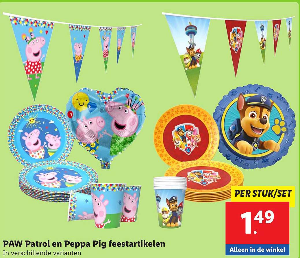 PAW Patrol en Peppa Pig feestartikelen