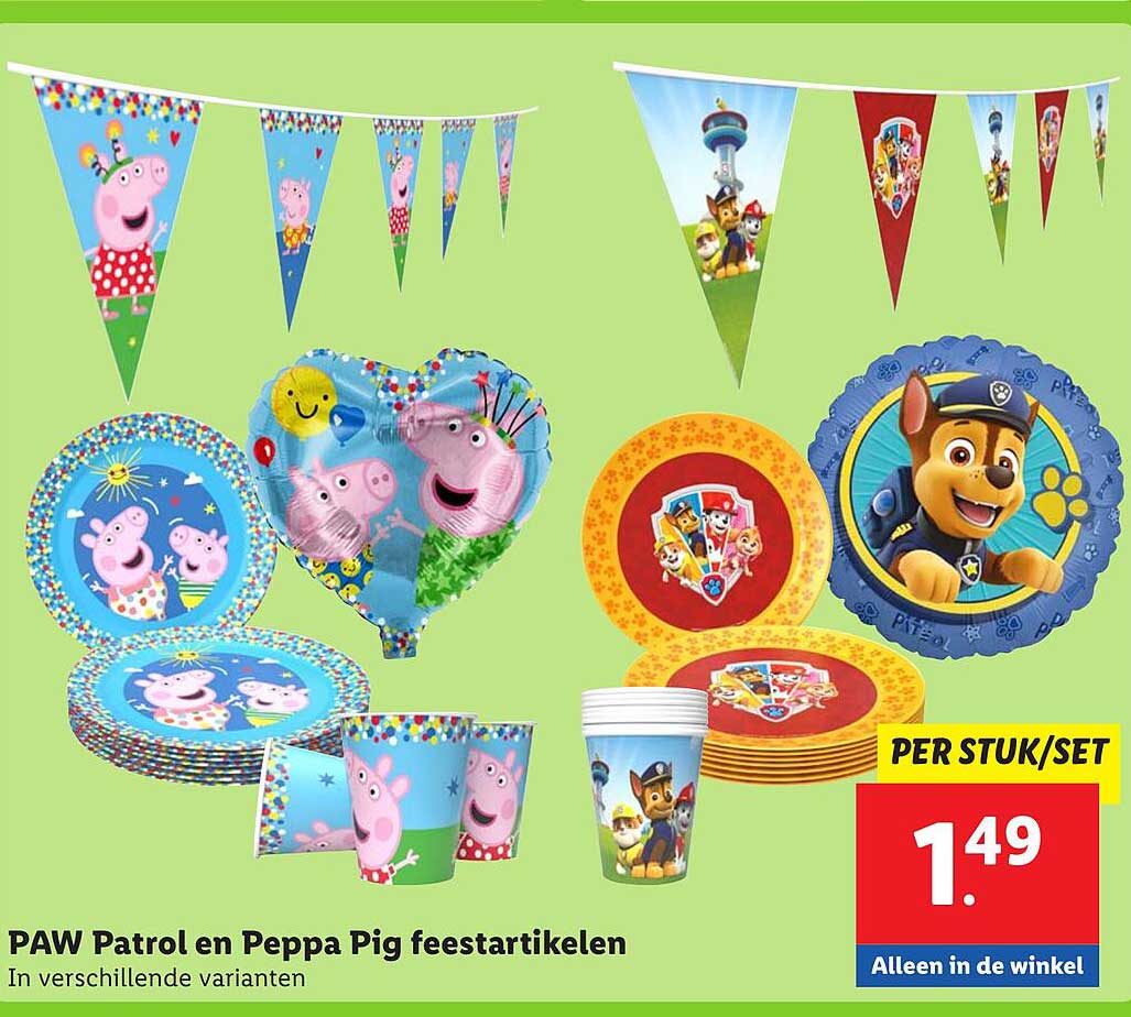 PAW Patrol en Peppa Pig feestartikelen