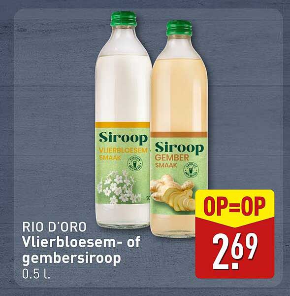RIO D'ORO Vlierbloesem- of gembersiroop 0.5 L