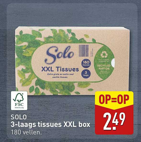 SOLO 3-Laags tissues XXL box 180 vellen.