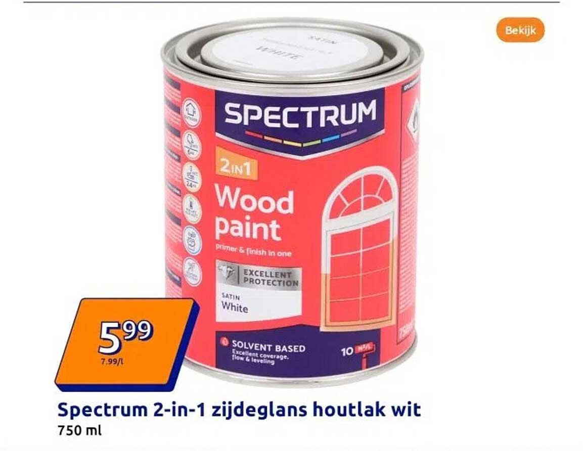 Spectrum 2-in-1 zijdeglans houtlak wit