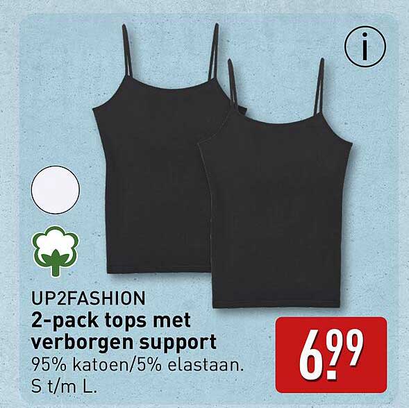 UP2FASHION 2-pack tops met verborgen support