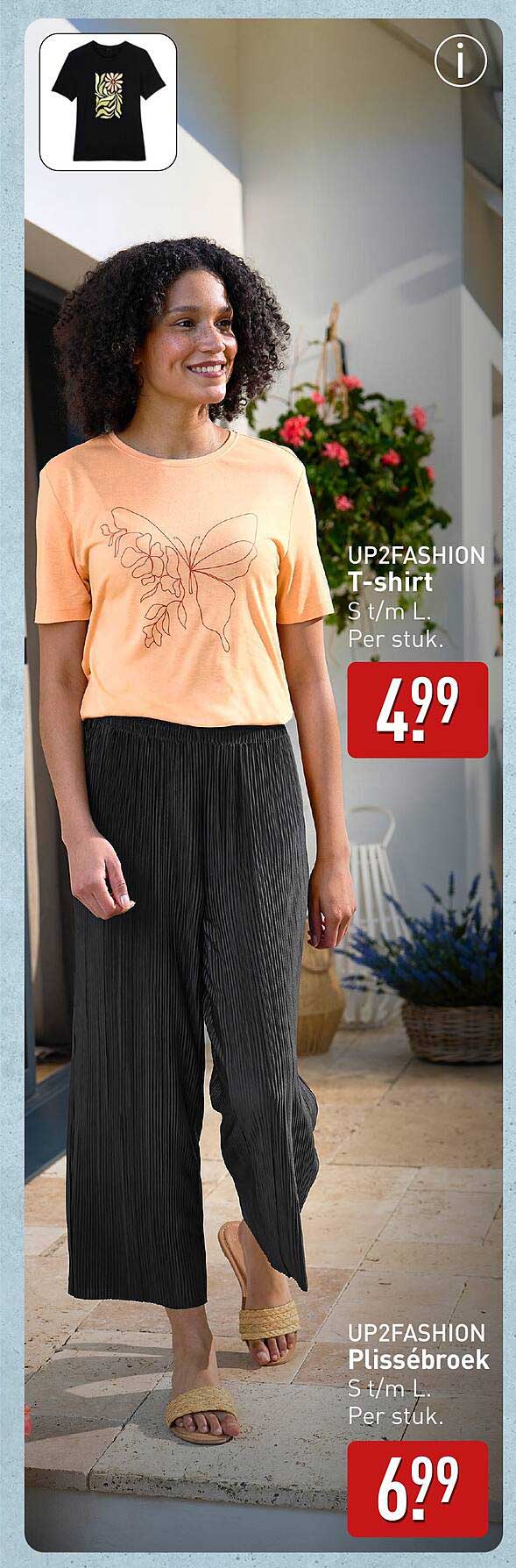 UP2FASHION T-shirt S t/m L. Per stuk.