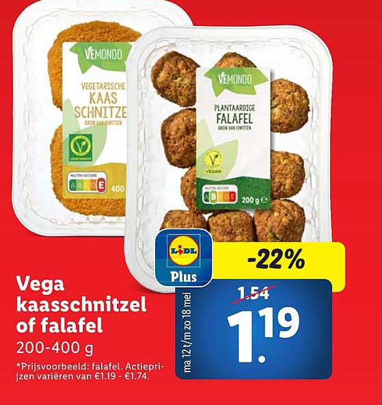 Vega kaasschnitzel of falafel