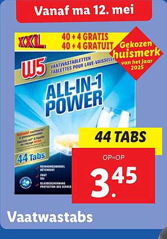 W5 All-in-1 Power Vaatwastabs 44 Tabs