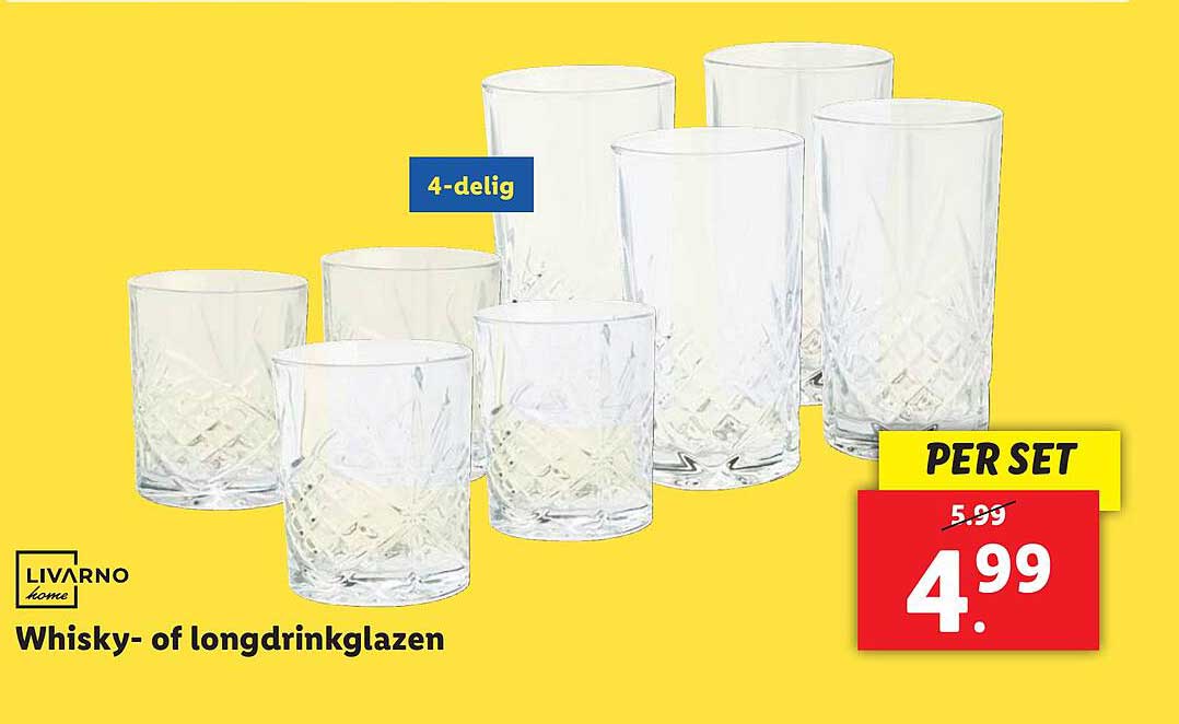 Whisky- of longdrinkglazen 4-delig