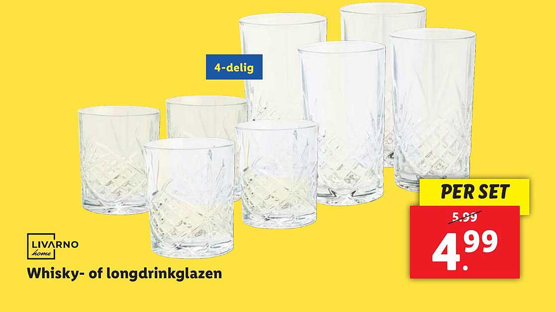 Whisky- of longdrinkglazen 4-delig