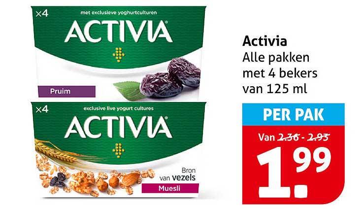 Activia Alle pakken met 4 bekers van 125 ml