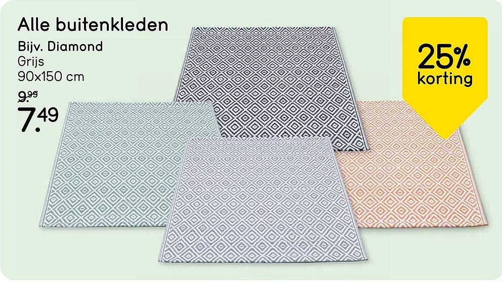 Alle buitenkleden Bijv. Diamond Grijs 90x150 cm