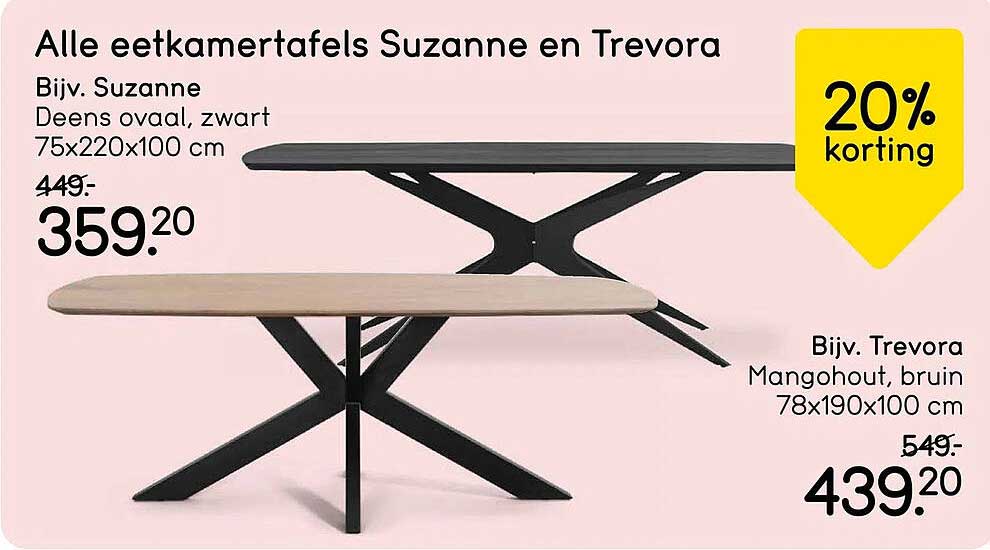 Alle eettafelsets Suzanne en Trevora