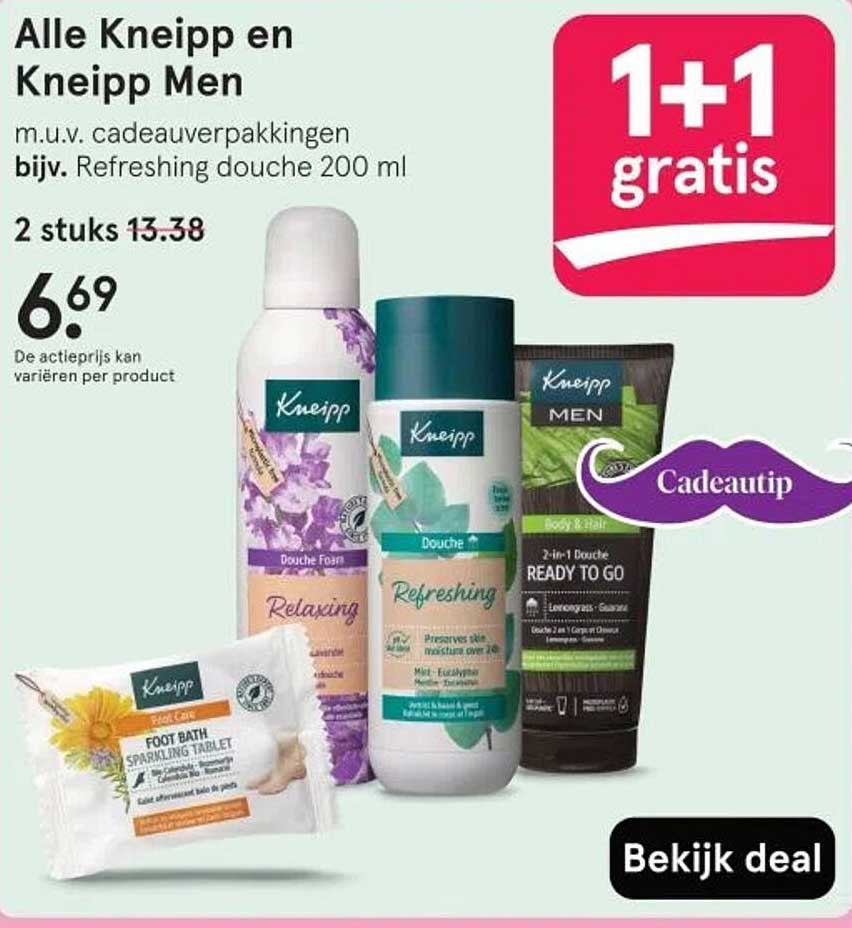 Alle Kneipp en Kneipp Men m.u.v. cadeauverpakkingen bijv. Refreshing douche 200 ml