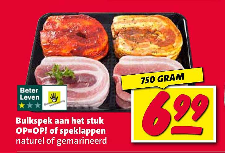 Buikspek aan het stuk OP=OP! of speklappen natuur of gemarineerd