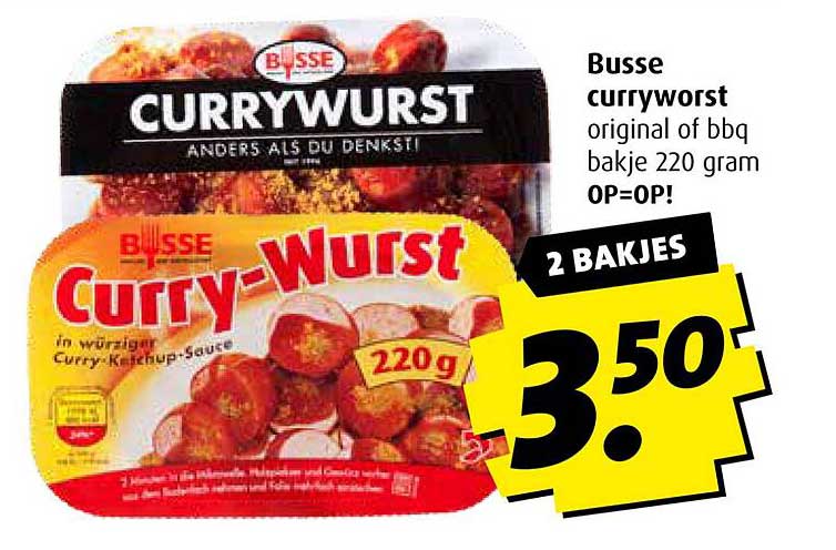 Busse curryworst original of bbq bakje 220 gram