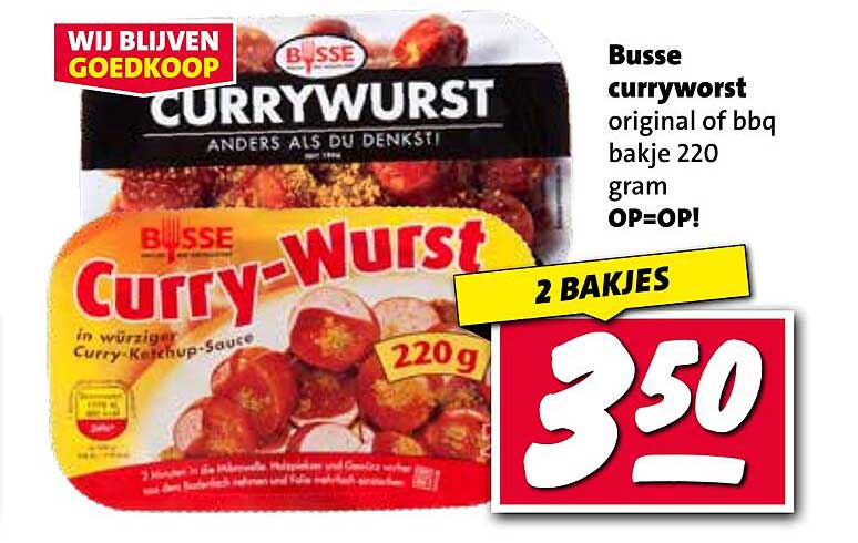 Busse curryworst original of bbq bakje 220 gram