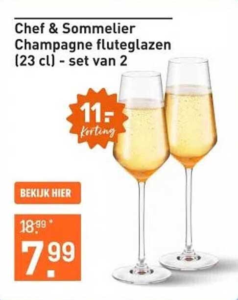 Chef & Sommelier Champagne fluitglazen (23 cl) - set van 2