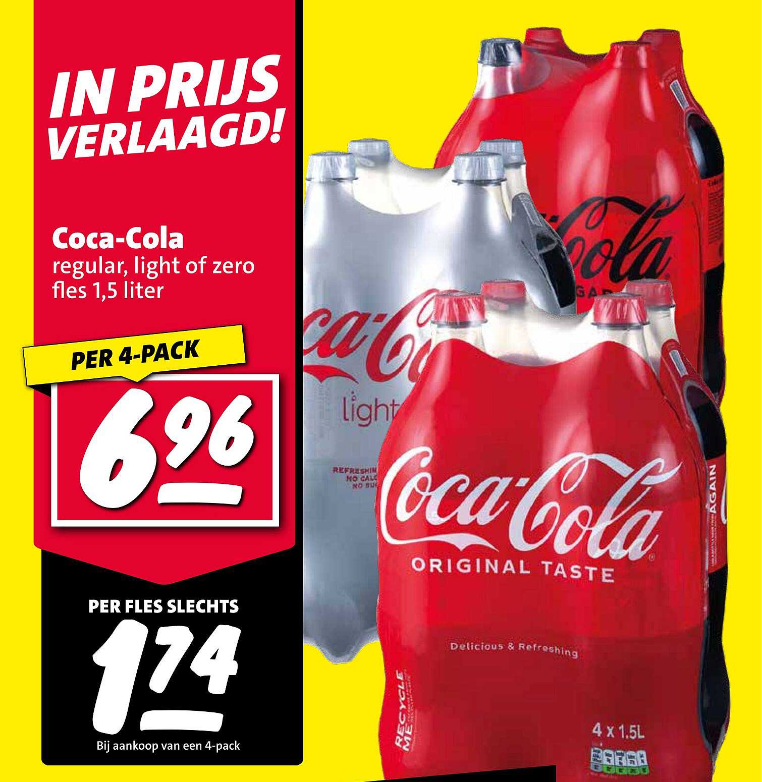 Coca-Cola regular, light of zero fles 1,5 liter