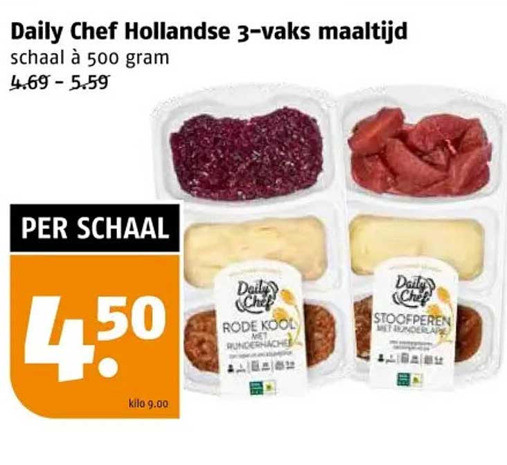 Daily Chef Hollandse 3-vaks maaltijd schaal à 500 gram
