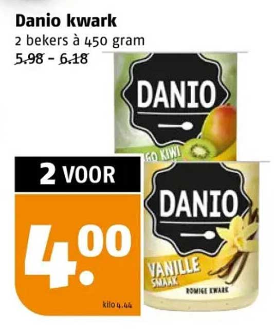 Danio kwark 2 bekers à 450 gram