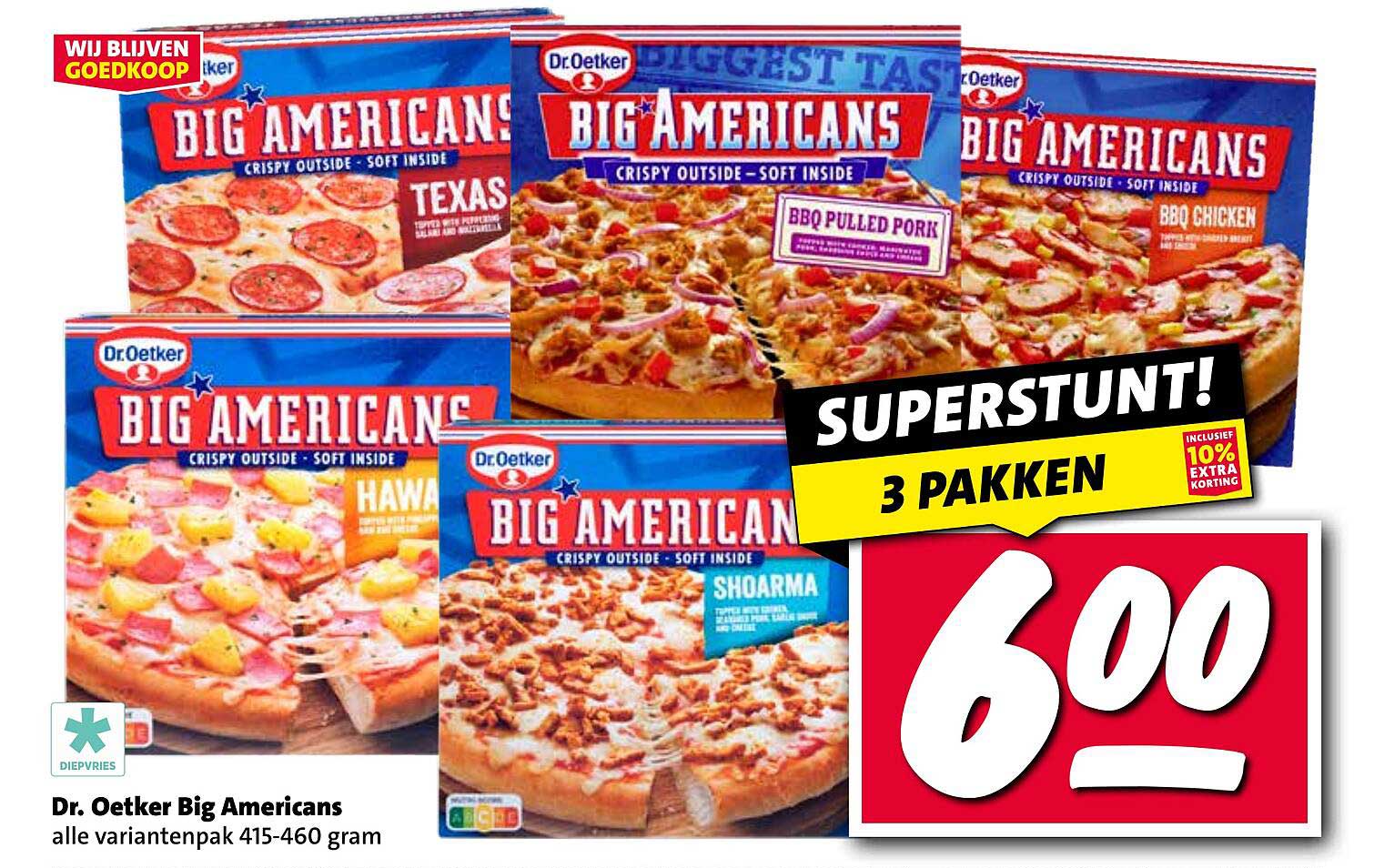 Dr. Oetker Big Americans alle variantenpak 415-460 gram