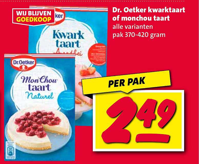 Dr. Oetker kwarktaart of monchou taart alle varianten pak 370-420 gram