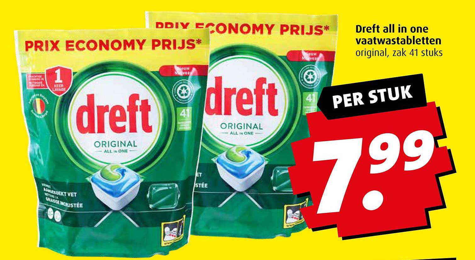 Dreft all in one vaatwastabletten original, zak 41 stuks