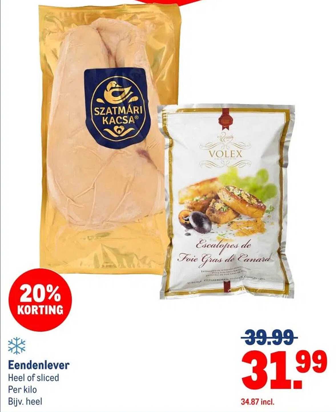 Eendenlever Heel of sliced Per kilo